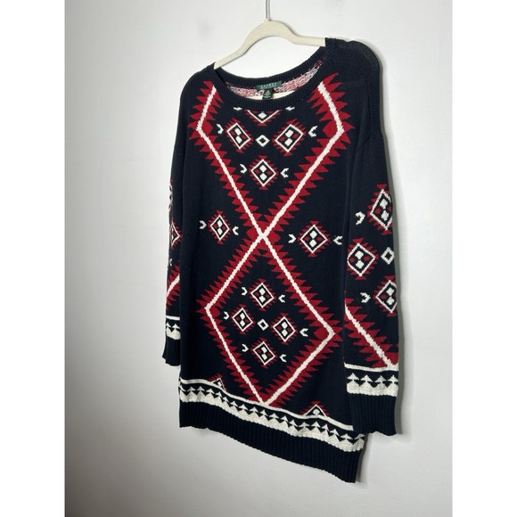 Lauren Ralph Lauren Womens Tunic Sweater Dress Long Sleeve Nordic Size Medium - Picture 2 of 10